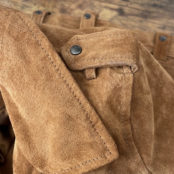 BLANKNYC Women's Cropped Suede Leather Motorcycle Jacket, Light Brown, Size S - Picture 7 of 11